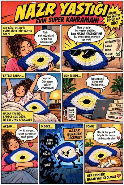 Generic Brand Hand-Knitted Evil Eye Pillow