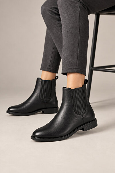 MT Women's Genuine Leather Elastic Chelsea Boots