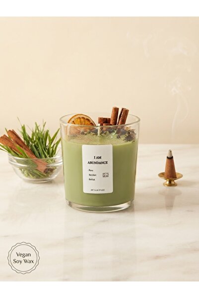 ART CLUB STUDIO I Am Abundance Para, Bereket ve Bolluk Manifest Soy Wax Mum (...