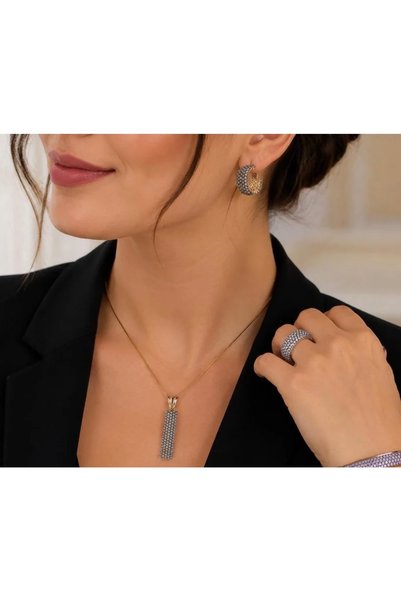 Genel Markalar Zirkon gümüş set , 925 ayarlı gümüş set
