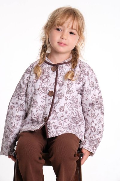 Sweet Luna Rose Printed Quilted and Camisole Bottom 2-Piece Set - Cream Coffee