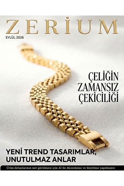 ZERİUM Kadın Kaliteli Çelik Gold Renk Bileklik Klasik Saat Kordonu Tasarımlı ...