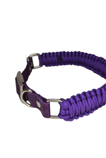 moonparacord طوق للكلاب باللون الأرجواني الداكن 37/44 سم