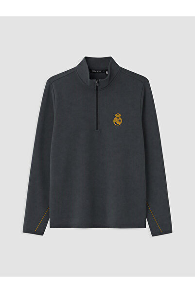 LC Waikiki Özmarka New Season Gray Embroidered Men's Sweatshirt