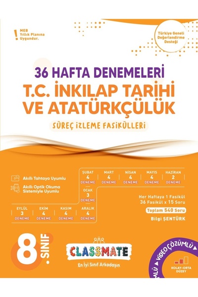 Okyanus Yayınları 2026-2027 8. Sınıf Classmate 36 Hafta Denemeleri T. C. İnkı...