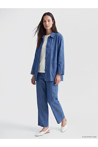 LC Waikiki Alita City Farkıyla Lcw Everyday Indigo Denim Straight Wideleg Ela...