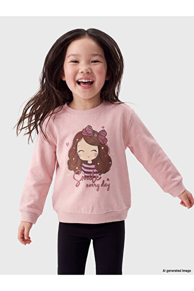 LC Waikiki Lc waikiki crew neck printed girl's sweatshirt