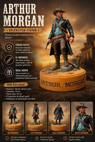 Arthur Morgan RDR 2 Masa Üstü Figürü- Kitaplık Figürü- Gamer Dekorasyonu