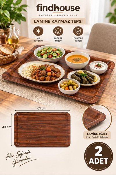 Bulika Lamine Kaymaz Taban Self Servis Tepsisi 2 ADET 43x61 Ev , İş Yeri , Ca...