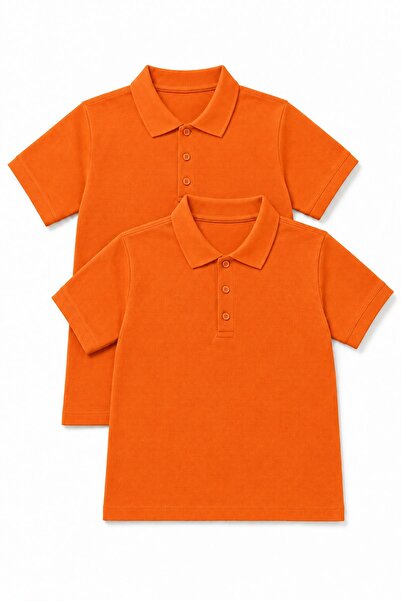 Perendi Unisex children's 2-piece polo collar short sleeve school t-shirt