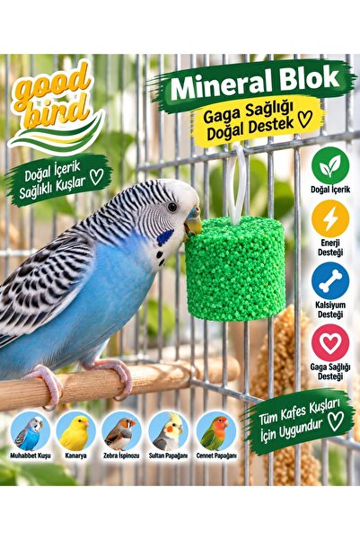 Genel Markalar Aslia Good Bird Yeşil Mineral Blok Kuş Gaga Taşı – Kafes İçi A...