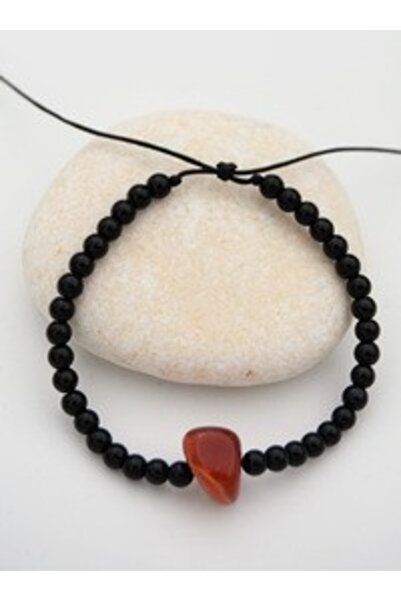 Stoneage Metal-Free Bracelet Made of Onyx and Agate Stone - Black -