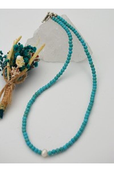 Stoneage Pearl and Turquoise Lock Healing Necklace - Turquoise -