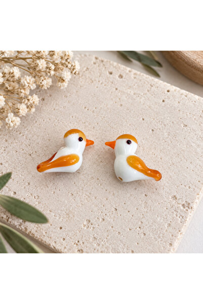 ADAMODART Handmade Murano Glass Sparrow Beads (2 Pieces)