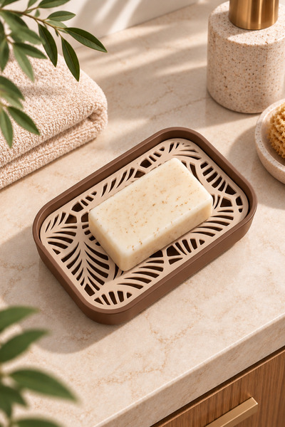 Arvella Studio Patterned Solid Soap and Dish Sponge Stand |   Modern Design Drainable Soap and Dish Sponge Stand |   Stylish Bathroom & Sink Organizer