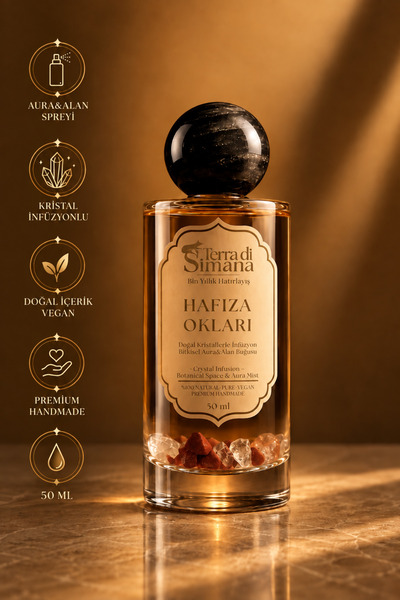 Biberiye, Defne ve Kristal İnfüzyonlu Aromaterapi Alan ve Aura Buğusu - Hafıza Okları 50 ml