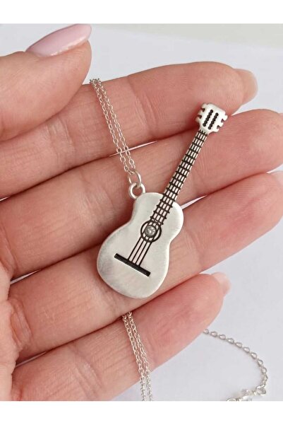 925K Gümüş Rodyum Kaplama Gitar Kolye