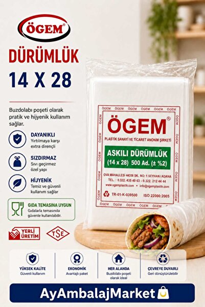 Ögem Askılı Dürüm Poşeti 14x28