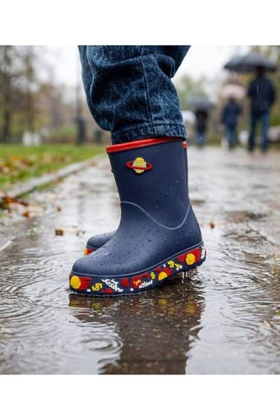 GKT SHOES Koko Çocuk Yağmur Çizmesi Tabanı Renkli Sargılı Su Geçirmez