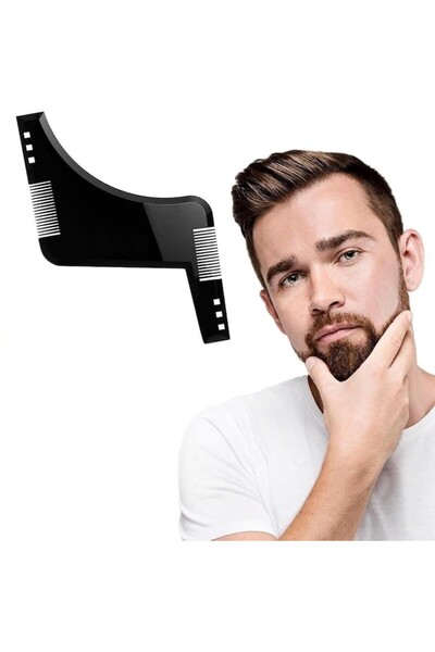 Giftry Pieptan contur barba, Giftry®, culoare maro, sablon pentru modelarea b...