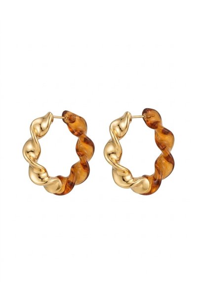 GenelTedarik Steel Amber Hoop Earrings |   Does Not Darken |   Women's Earrin...