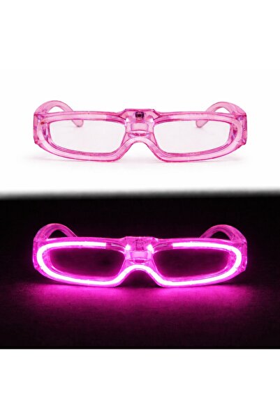 Pembe LED Işıklı Parti Gözlüğü 3 Modlu ? Glow & Gece Eğlence Gözlüğü