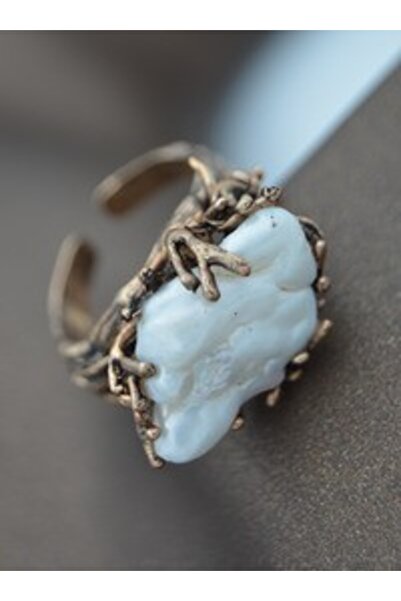 Stoneage Baroque Pearl Adjustable Custom Made Ring - Bronze -