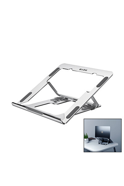 Katlanabilir Alüminyum Laptop Stand 6 Açılı Gümüş