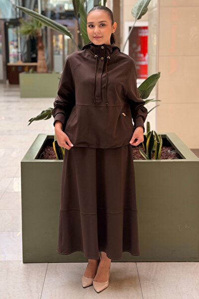 Ghisa Hooded Drawstring Tunic Skirt Set