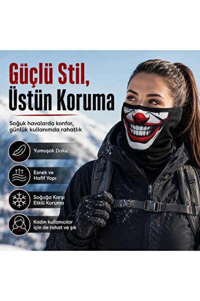 Genel Markalar Unisex Palyaço Baskılı Balaklava Maske 1 Adet Tek Beden Viskoz Kask İçi Outdoor Motosiklet Maskesi