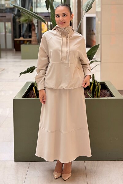 Ghisa Hooded Drawstring Tunic Skirt Set