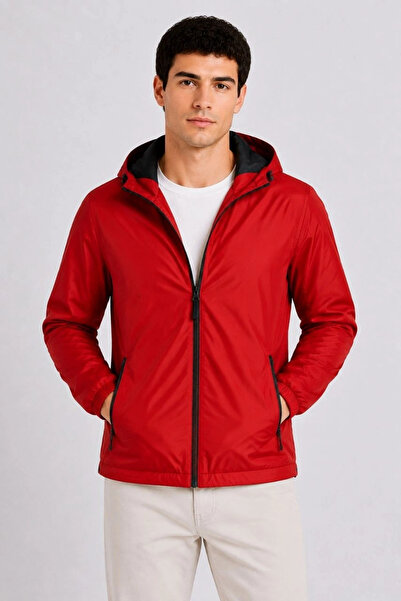 GurkStore Men's Hooded Inner Lined Water and Wind Repellent Thin Windbreaker ...