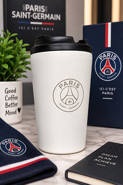 co arma Paris Saint-Germain Psg Travel Thermal Mug - White with Black Lid