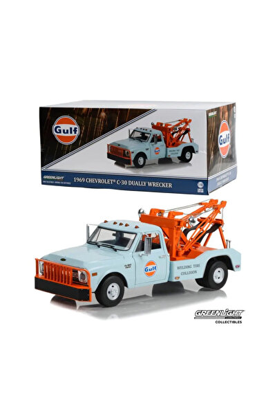 Greenlight Sigilat- Chevrolet C-30 Dually Wrecker Gulf 1969 GREENLIGHT- Scara...