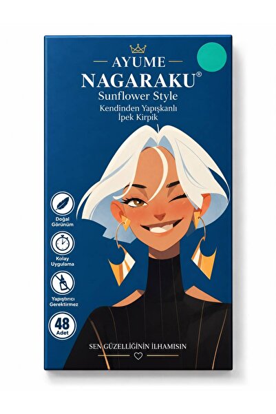 AYUME BEAUTY Nagaraku Kendinden Yapışkanlı Takma Kirpik Seti - Sunflower Styl...