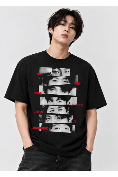 Mercher Club BTS Eyes Graphic Black T-Shirt, RM Jin Suga J-Hope Jimin V Jungk...