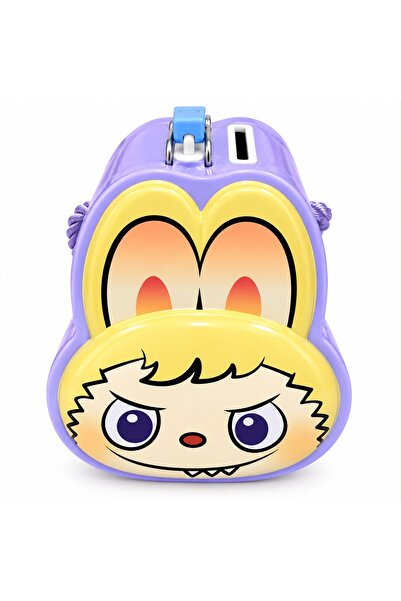 Generic Brand Purple-Yellow Lockable Piggy Bank with Labubu Figure – Money Sa...