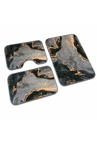 OEM Set covorașe de baie 3 piese, antiderapante, 100x60, 60x50, 40x60, Negru/...