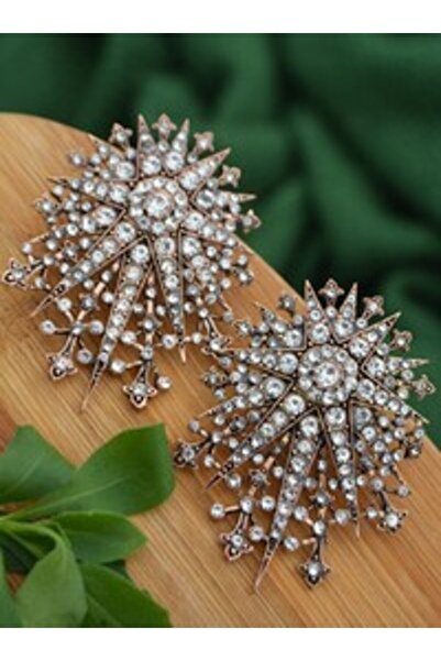 Stoneage Zircon Stone Crown Earrings - Bronze -