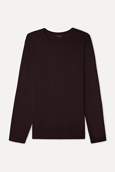 Mudo Men's Plum Crew Neck Long Sleeve T-Shirt