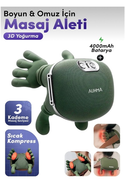 auhma AMG38 Şarjlı Isıtmalı Boyun ve Omuz Masaj Aleti - 3D Yoğurma Derin Doku...