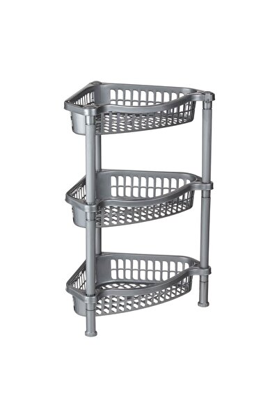 OEM Etajera de Colt din Plastic cu 3 Rafturi Gri 37x27x54cm - Etajere Bucatarie