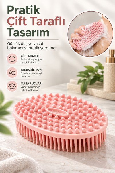 Awesomecrochet Double Sided Silicone Body Brush Shower Bath Massage Brush Flexible Body Cleansing and Exfoliating Brush