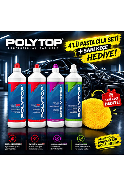 polytop 4'lü Profesyonel Pasta Cila Seti + Str10ng Polisaj Keçesi Hediye