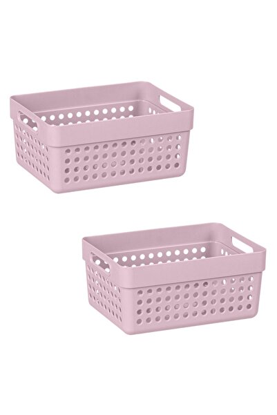 OEM Set Cosuri de Depozitare din Plastic Roz Perforate cu Manere 1,25L - 2buc