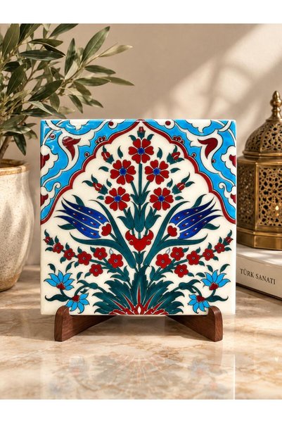 naturel glow el yapımı iznik Çini Desenli Seramik Pano Dekoratif Duvar Süsü 2...