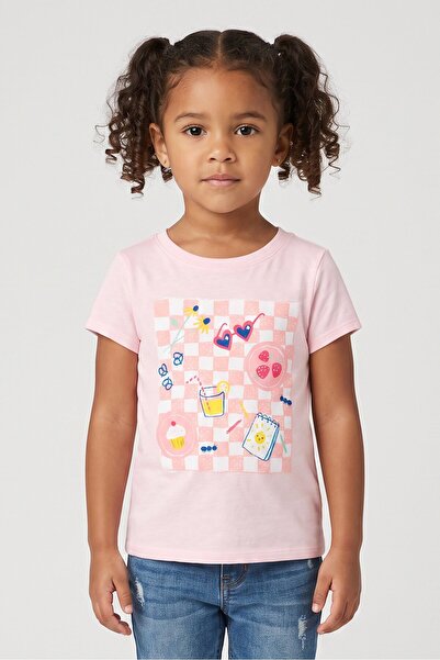 The Children's Place Toddlers Girl Crew Neck Short Sleeve Graphic Print T-Shi...