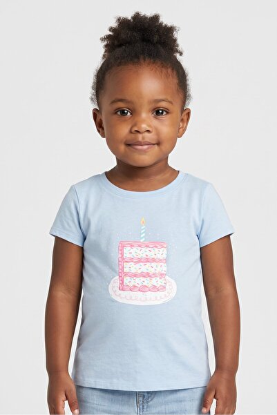 The Children's Place Toddlers Girl Short Sleeve Graphic Print Top, Light Blue