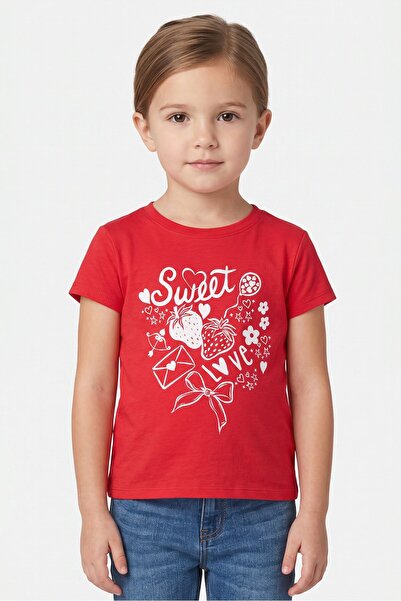 The Children's Place Kids Girl Graphic Print Short Sleeve Top, Red