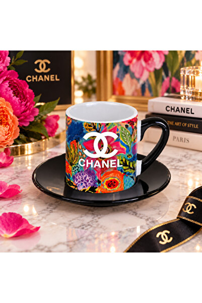 AION CASA Luxury Colorful Floral Patterned 2-Piece Turkish Coffee Cup Set